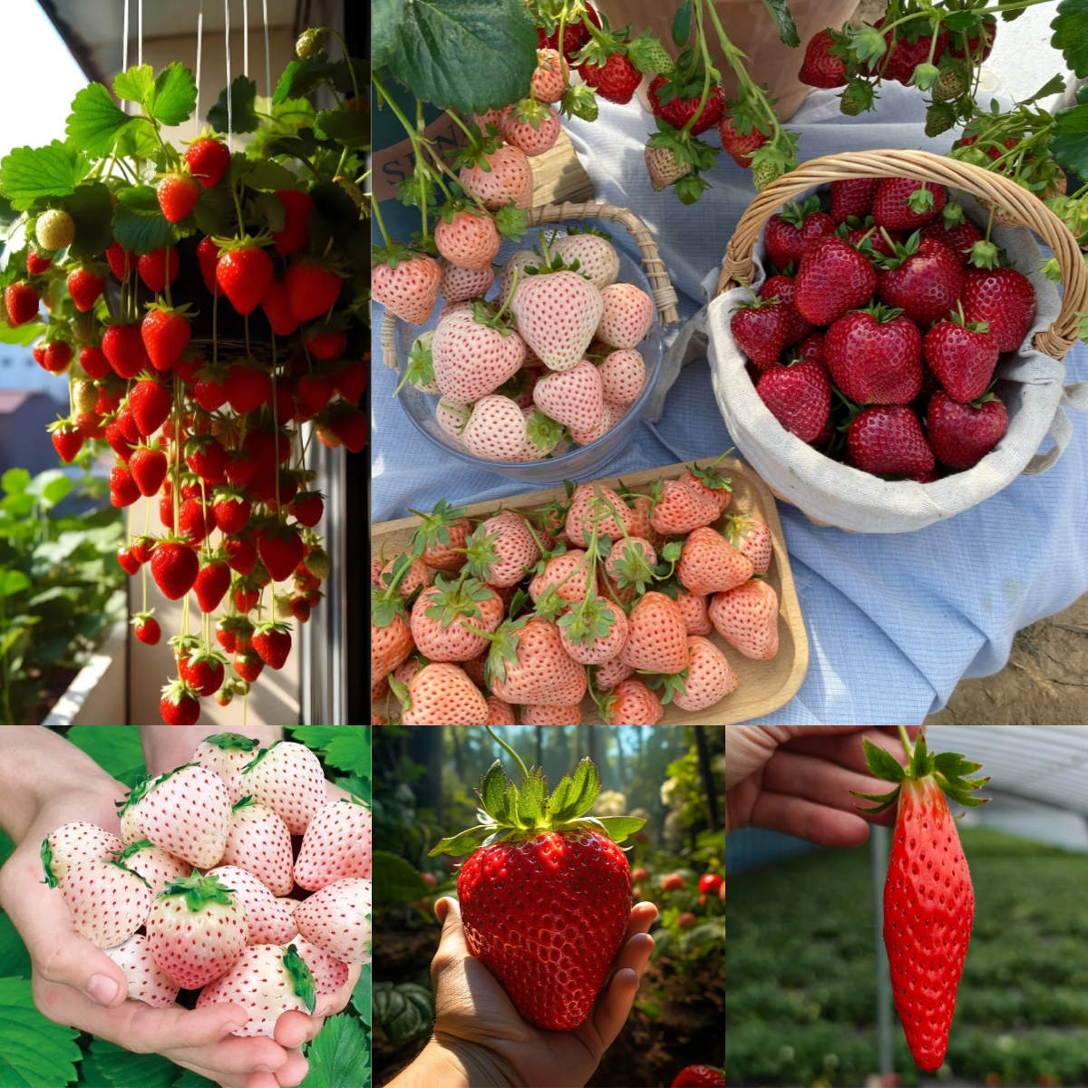 💥Hot new products🍓Cream Strawberry Seeds 🍰Pink White First Love Strawberry 