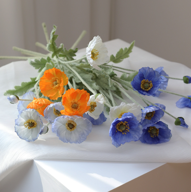 Simulated Poppy Silk Artificial Flowers