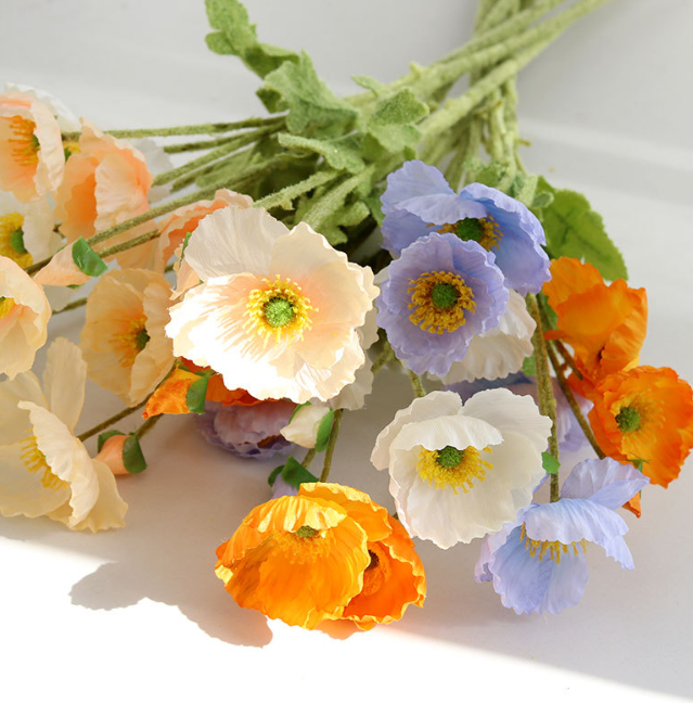 Simulated Poppy Silk Artificial Flowers