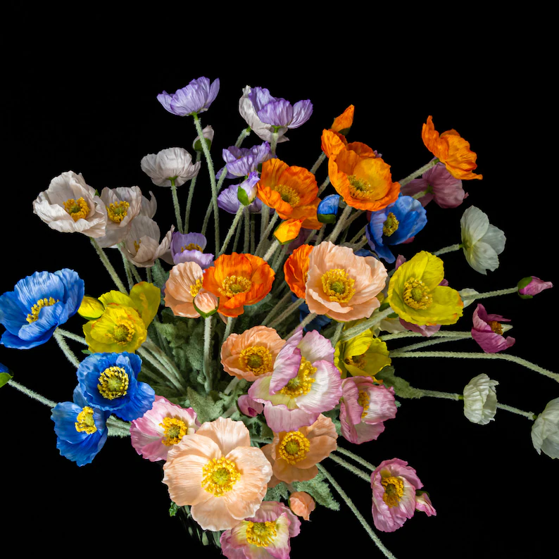 Simulated Poppy Silk Artificial Flowers
