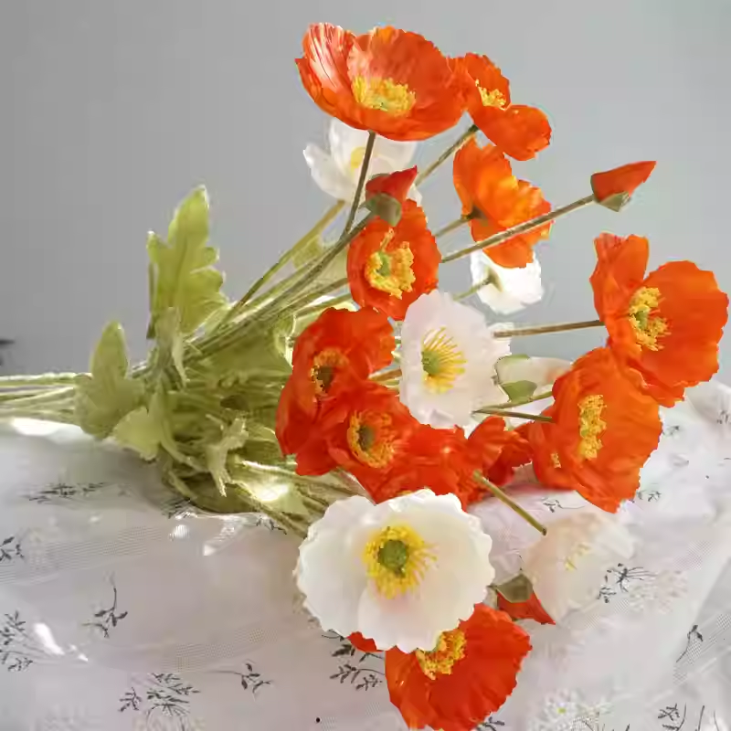 Simulated Poppy Silk Artificial Flowers