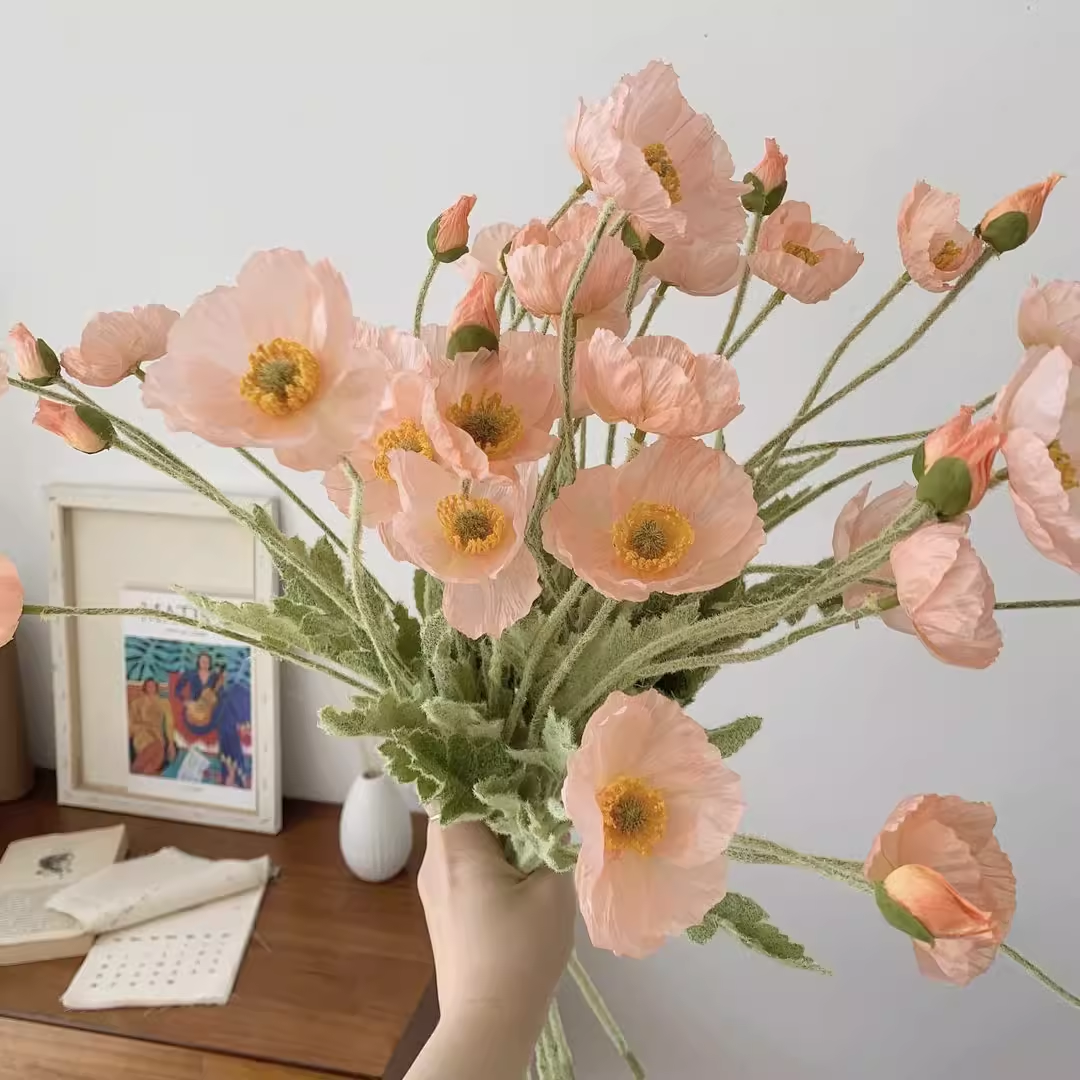 Simulated Poppy Silk Artificial Flowers