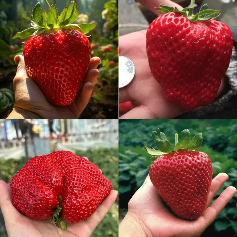 🍓Cream Giant Strawberry Seeds -- Various shapes & Natural juices🥤