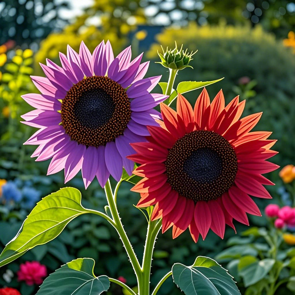 Twin-Headed Sunflower Seeds (Two Colors, One Stem!)