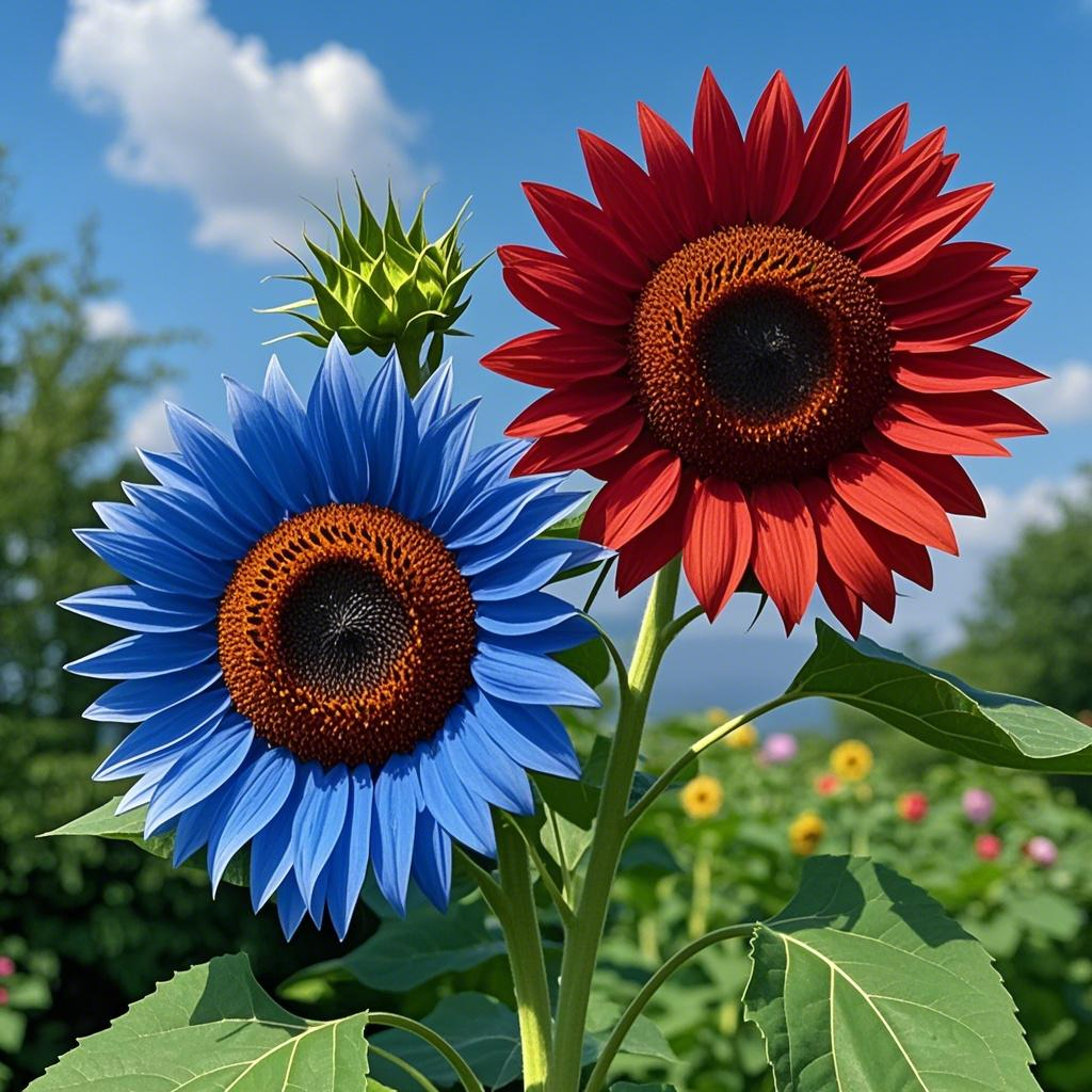 Twin-Headed Sunflower Seeds (Two Colors, One Stem!)