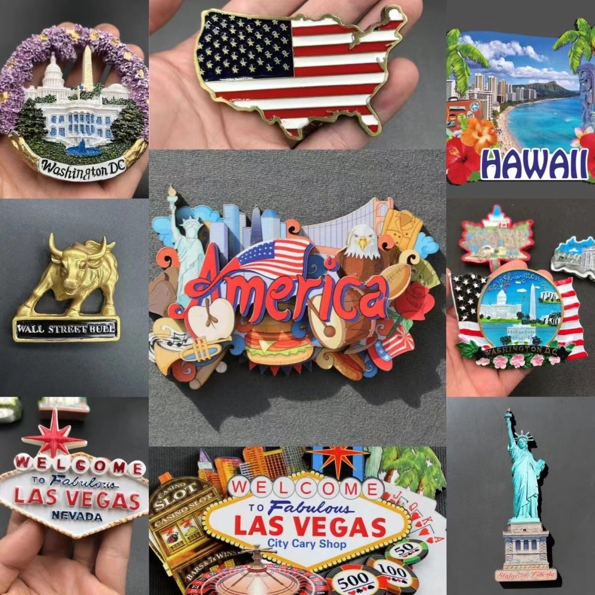 American City Commemorative Resin Refrigerator Magnets