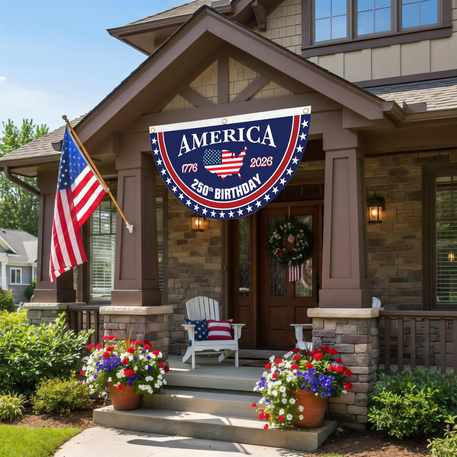 America’s 250th Birthday Pleated Fan Flag – Limited Edition 1776-2026 Patriotic Decor | Outdoor Garden & Indoor Decoration
