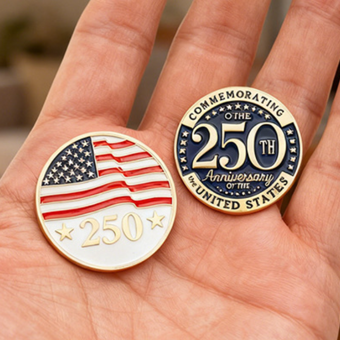 America’s 250th Anniversary Commemorative Enamel Pin~ Round national flag brooch