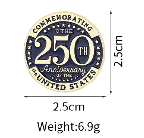 America’s 250th Anniversary Commemorative Enamel Pin ~ Round black & gold