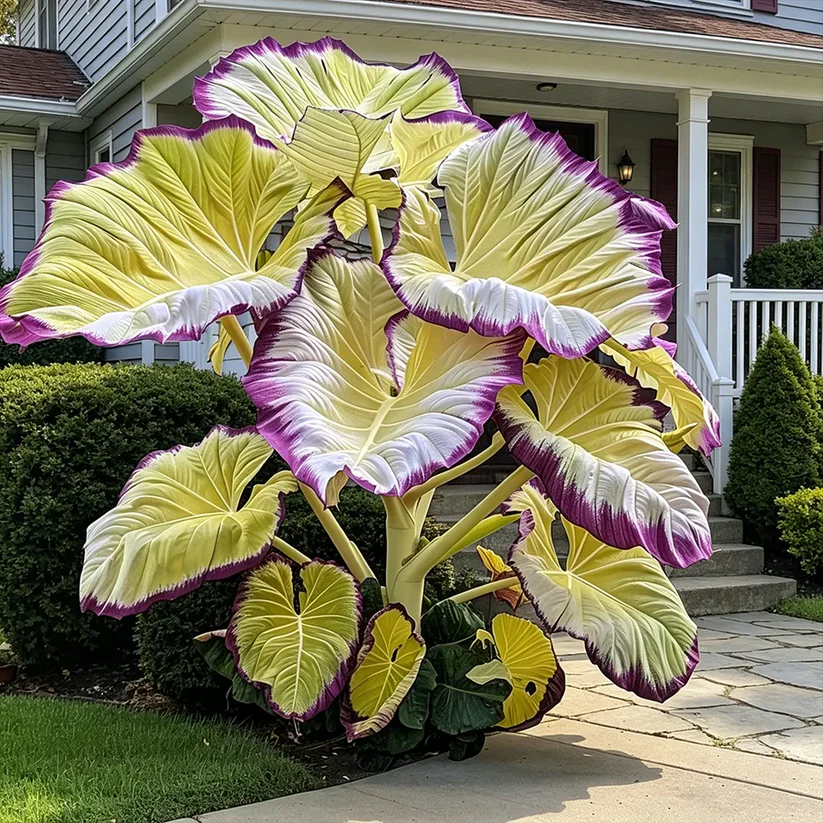 Rare Giant Multi-Color Caladium Bulbs – Huge Tropical Leaves, Bright Colors & Easy to Grow