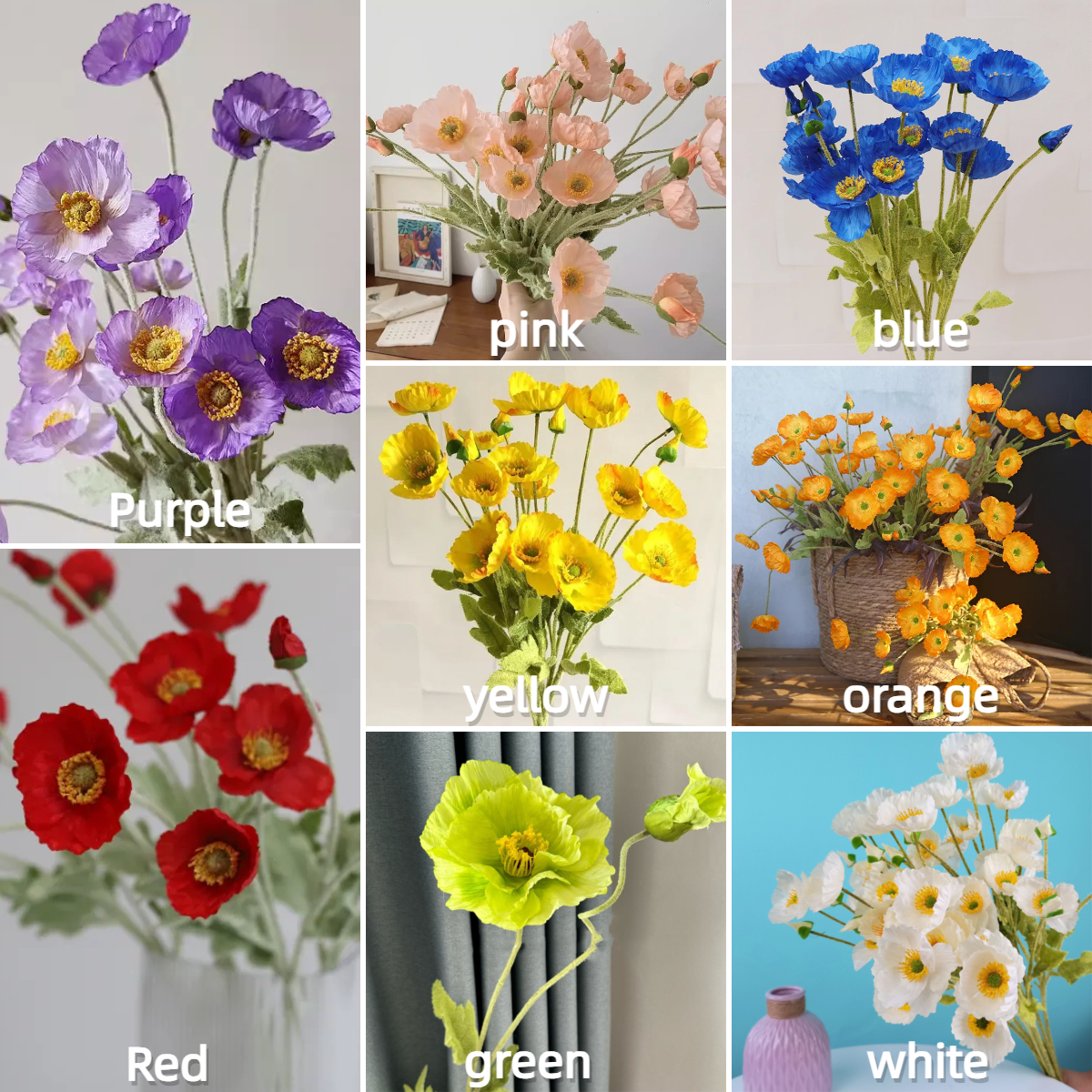 Simulated Poppy Silk Artificial Flowers