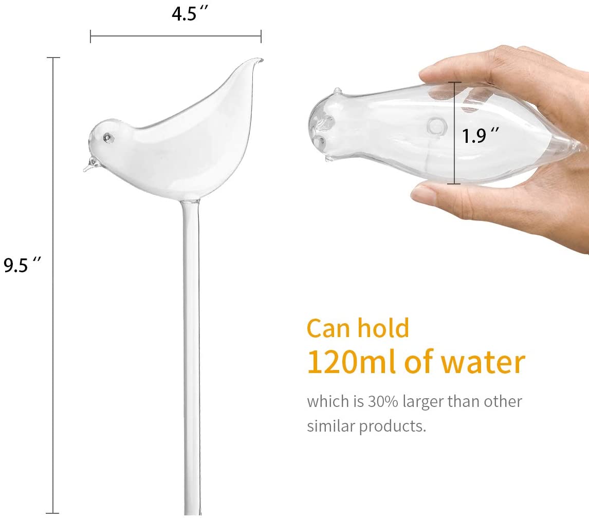 Bird Shape Design Hand Blown Transparent Durable Clear Glass Aqua Bulbs