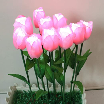 Solar Flower Lights - Outdoor Waterproof LED Flowers for Garden, Path, Landscape, Patio, and Lawn | Yellow and Purple Tulips