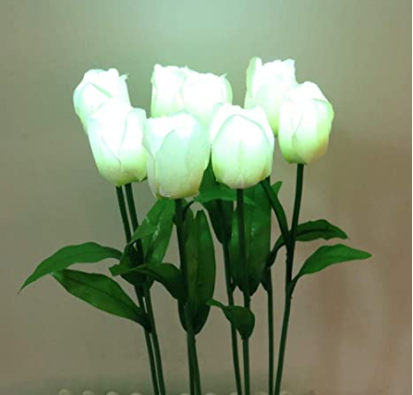 Solar Flower Lights - Outdoor Waterproof LED Flowers for Garden, Path, Landscape, Patio, and Lawn | Yellow and Purple Tulips