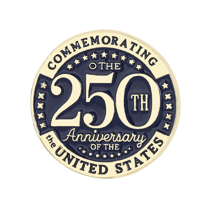 America’s 250th Anniversary Commemorative Enamel Pin ~ Round black & gold