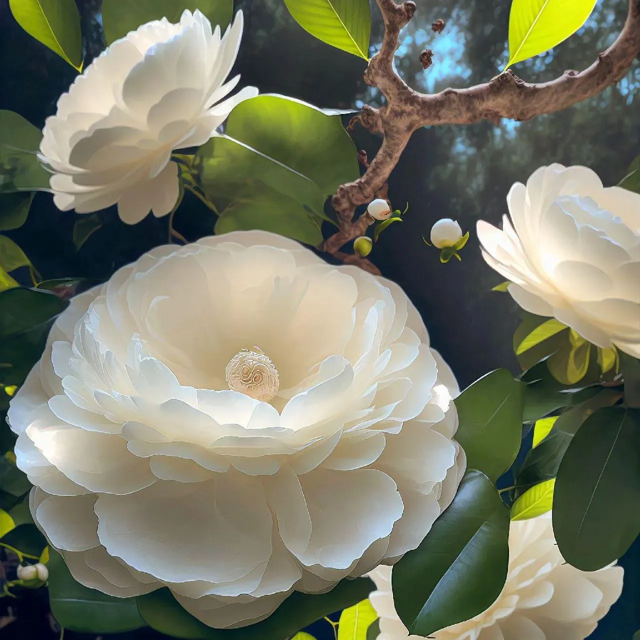 White Heart Large Camellia Seeds