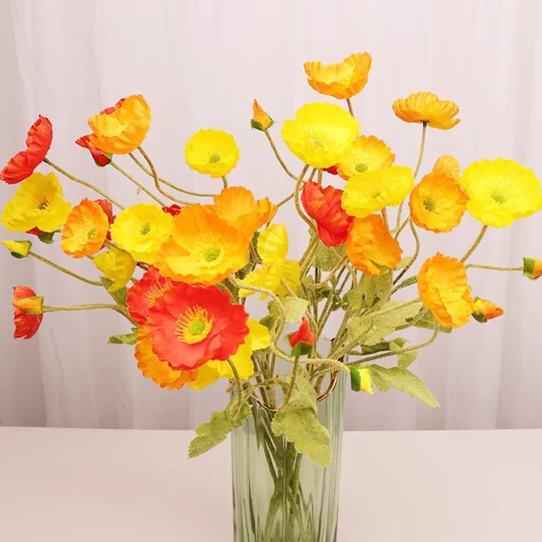 Simulated Poppy Silk Artificial Flowers