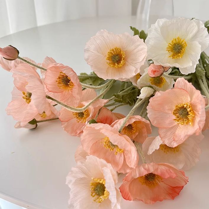 Simulated Poppy Silk Artificial Flowers