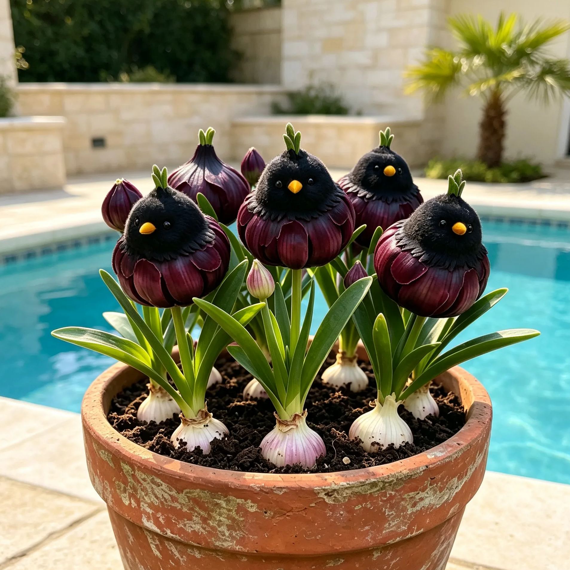 🪽🪴Garlic‑Bird Ornamental Allium Bulbs，Rare Novelty Perennial Flower Bulbs for Garden Planting