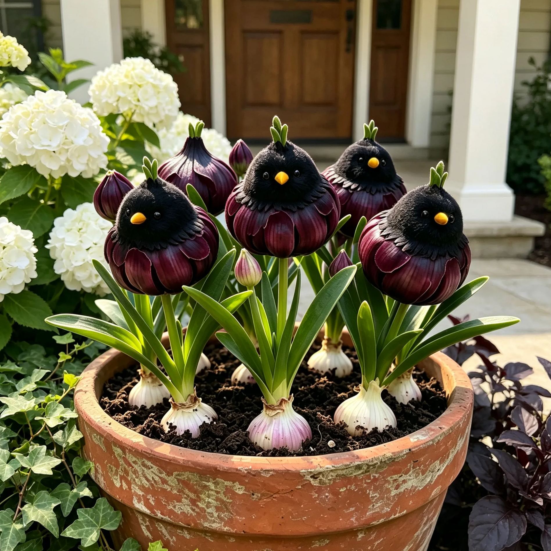 🪽🪴Garlic‑Bird Ornamental Allium Bulbs，Rare Novelty Perennial Flower Bulbs for Garden Planting
