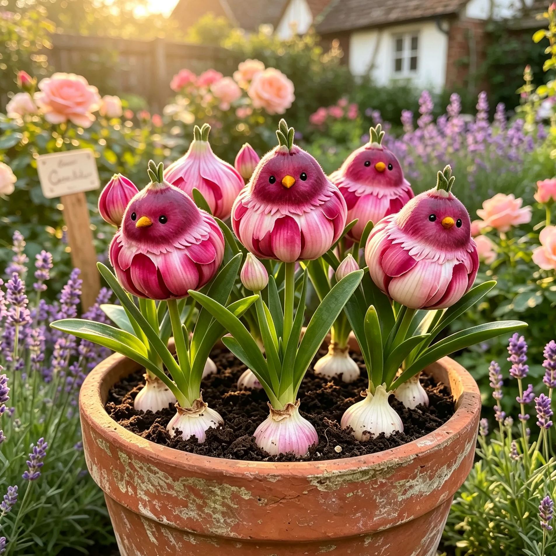 🪽🪴Garlic‑Bird Ornamental Allium Bulbs，Rare Novelty Perennial Flower Bulbs for Garden Planting
