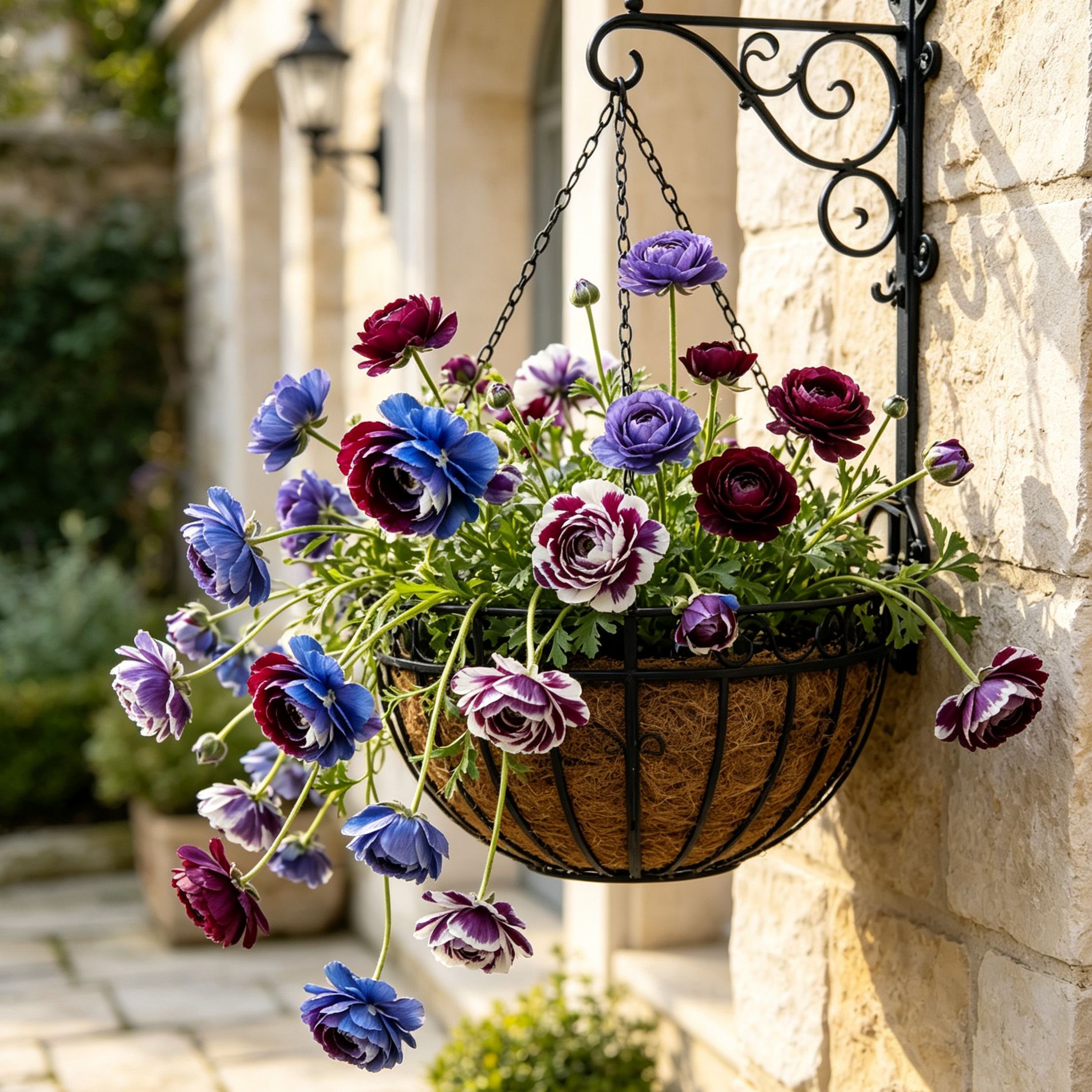 ✨Rare Multicolor Cascading Double Ranunculus Bulbs— Trailing Hanging Persian Buttercup Bulbs for Garden & Patio