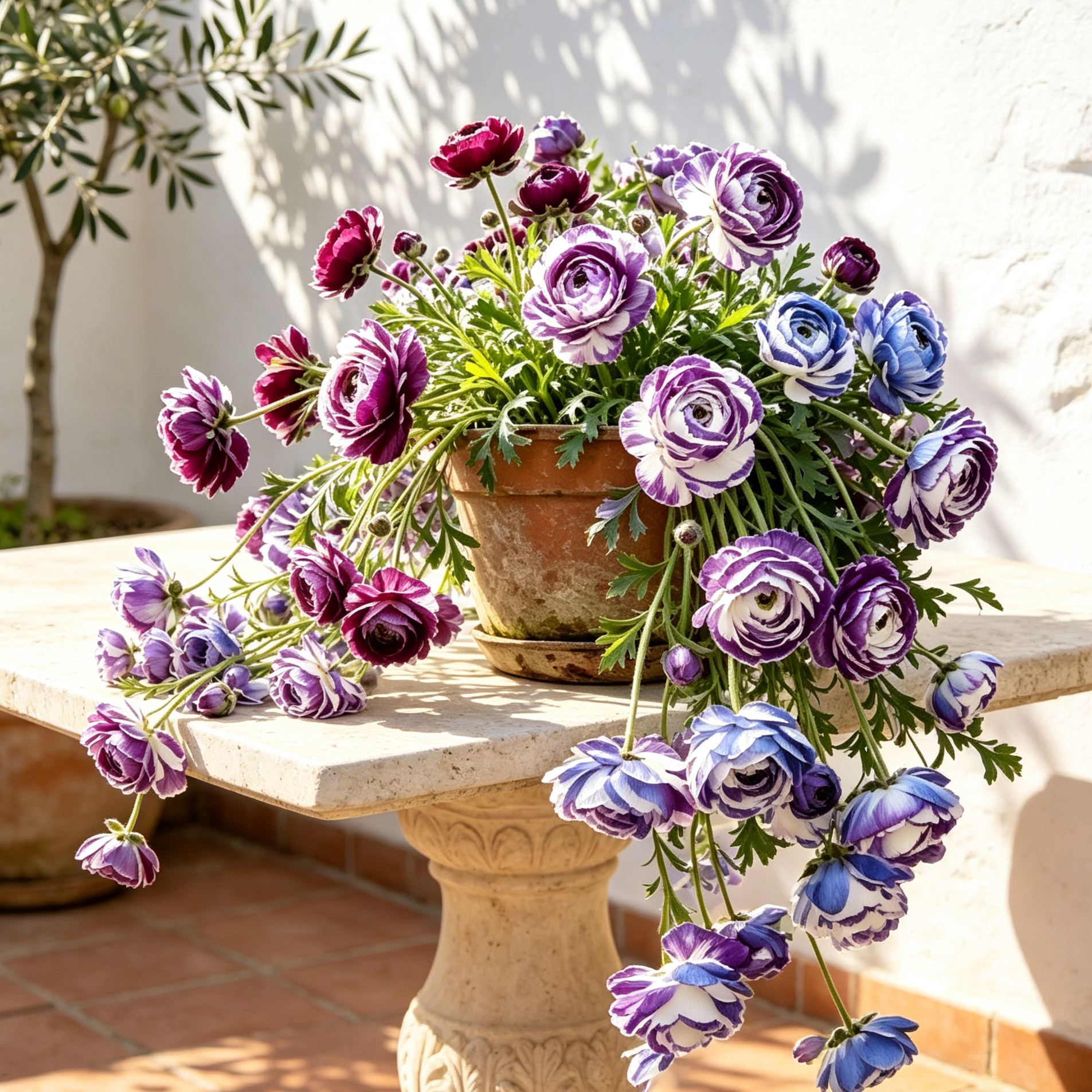 ✨Rare Multicolor Cascading Double Ranunculus Bulbs— Trailing Hanging Persian Buttercup Bulbs for Garden & Patio