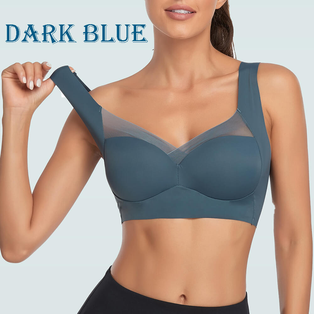 Women's Summer Wireless Push-Up Comfort Crossover Bra Plus Size Thin  Anti-Sagging Posture Correcting Brasieres (Color : Light Blue+Grey, Size :  Large) : : Sports & Outdoors