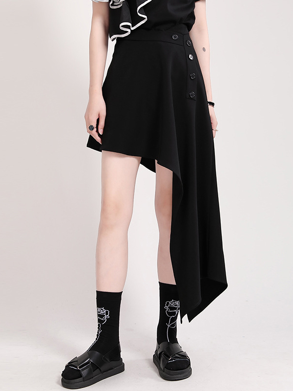 Stylish Irregular Split-Joint Black Skirt