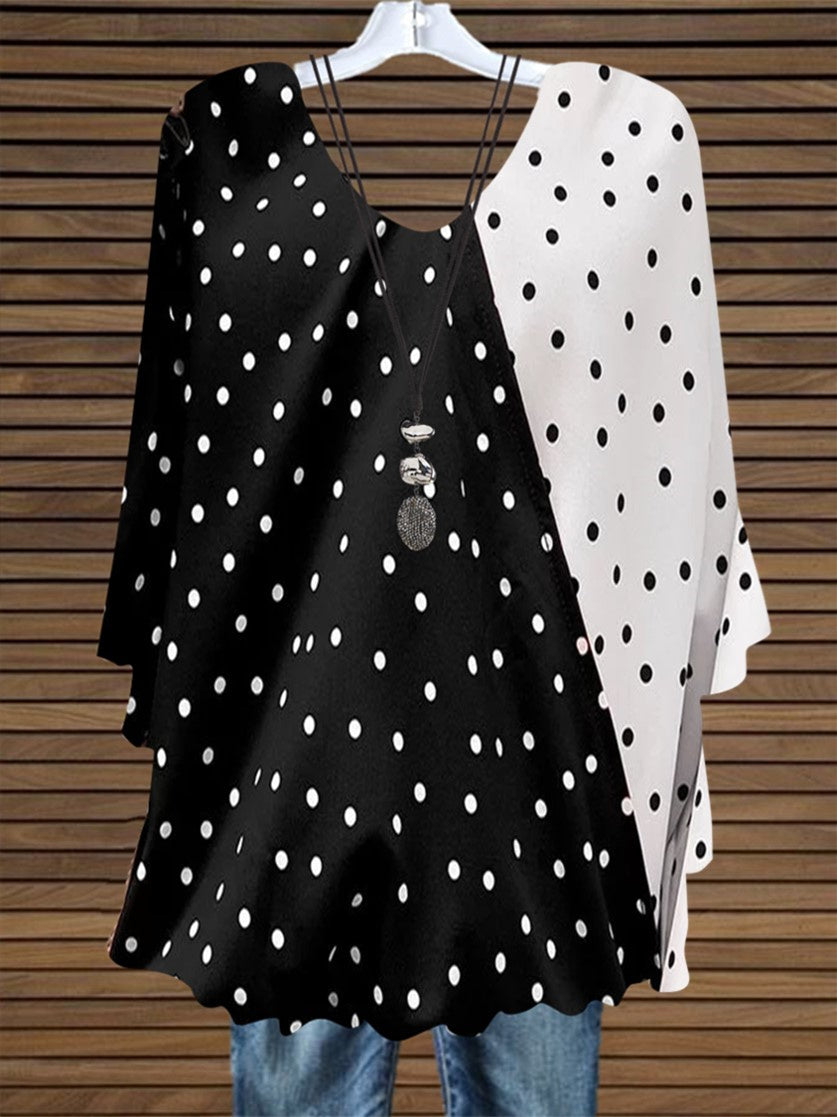 Women's Scoop-Neck Polka Dot Printed Tops