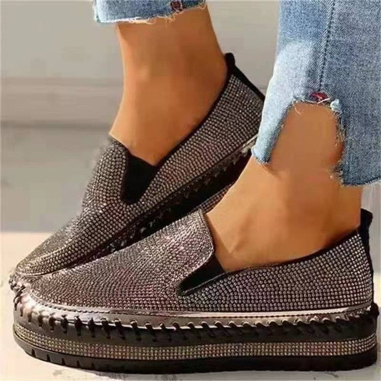 Women's Casual Solid Color Round Toe Mid Heel Low Top Shoes