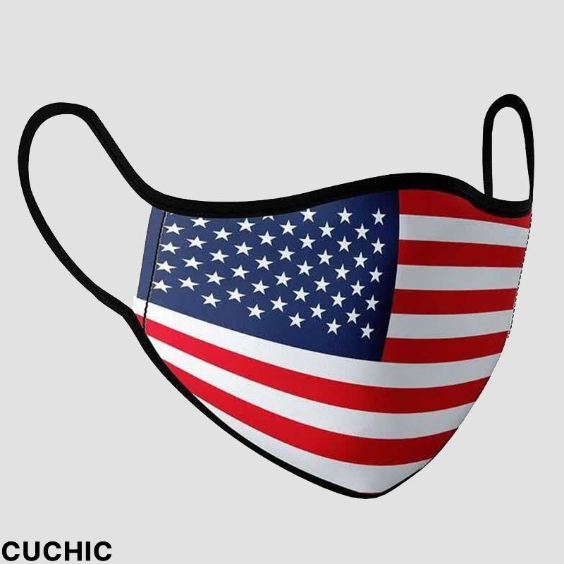 Red Blue Fashion Casual Print Patchwork Mask-CuChic