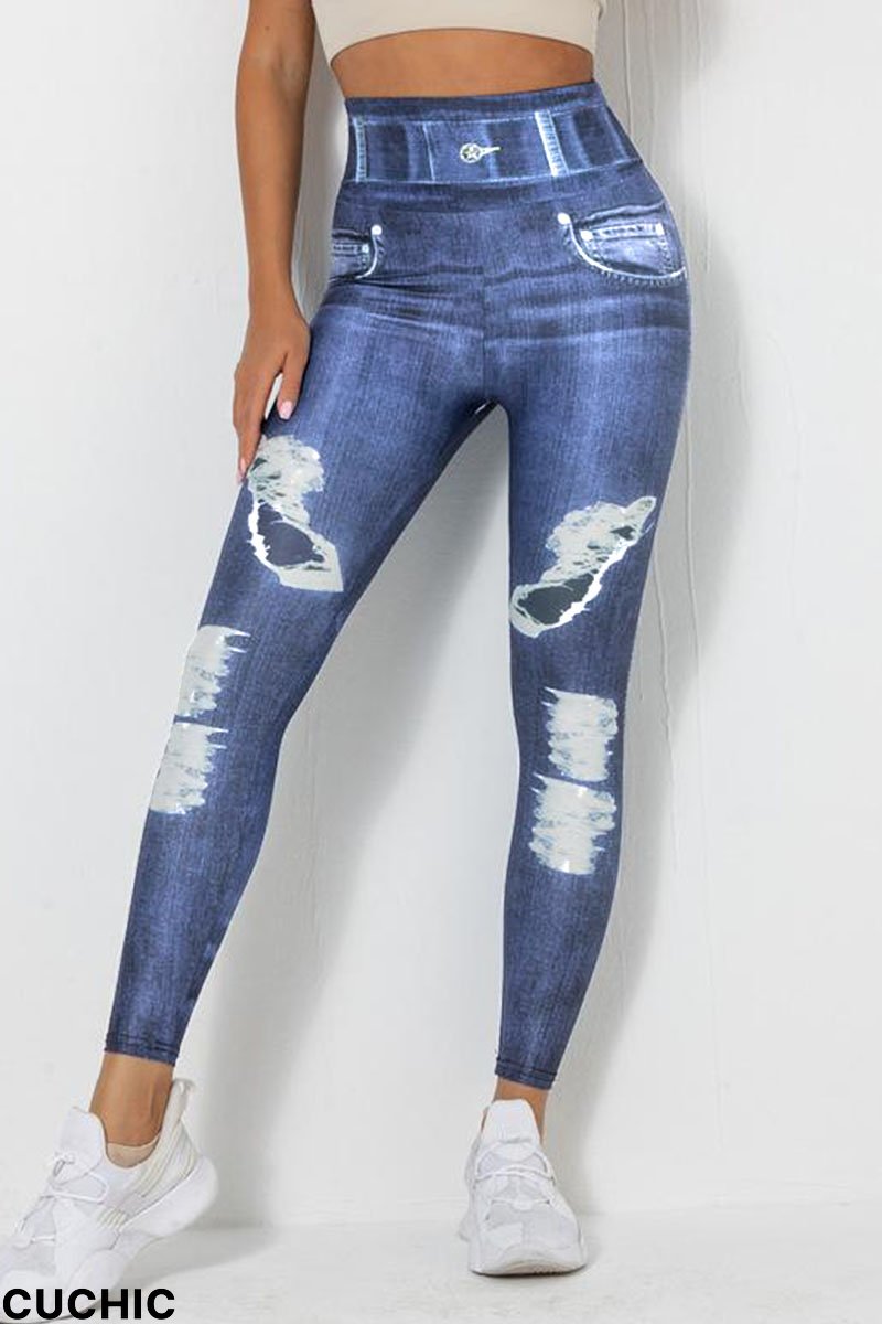 Deep Blue Sportswear Print Patchwork-CuChic