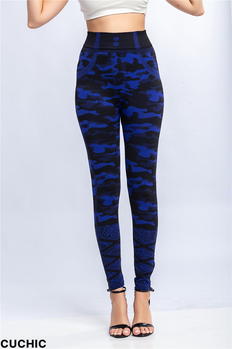 Blue Sportswear Camouflage Print Patchwork-CuChic