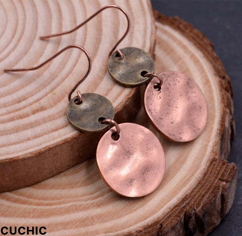 Antique Brass Fashion Vintage Patchwork Earrings-CuChic