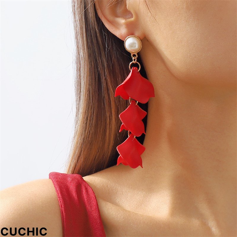 Red Casual Solid Patchwork Earrings-CuChic
