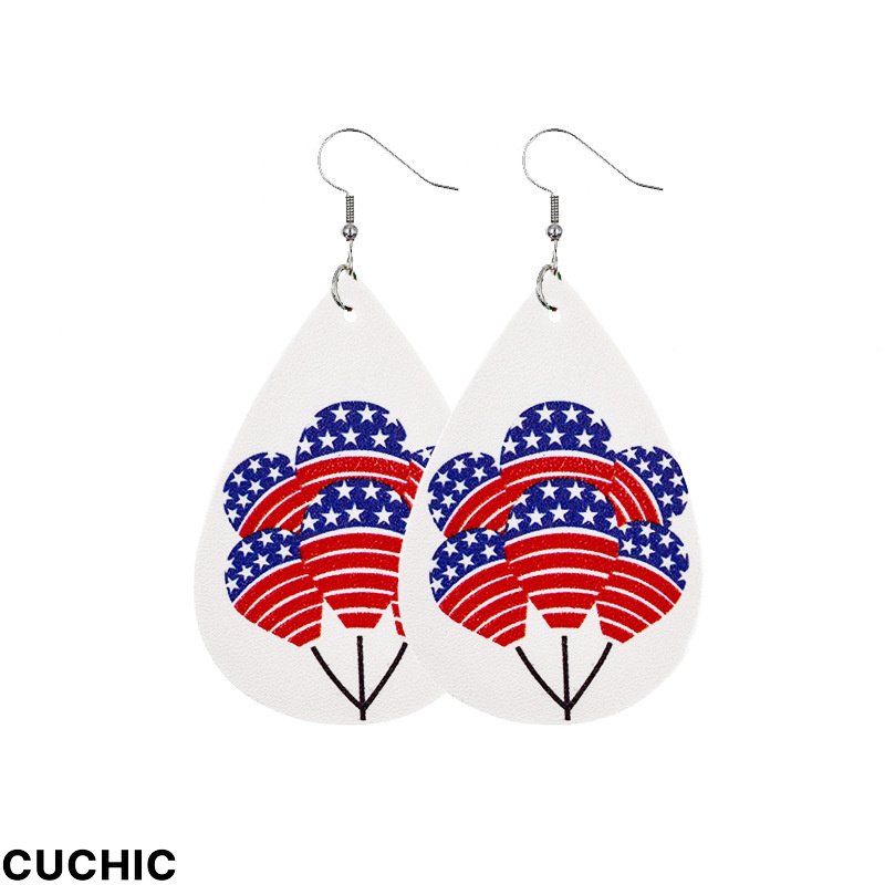 White Fashion Casual Print Patchwork Earrings-CuChic