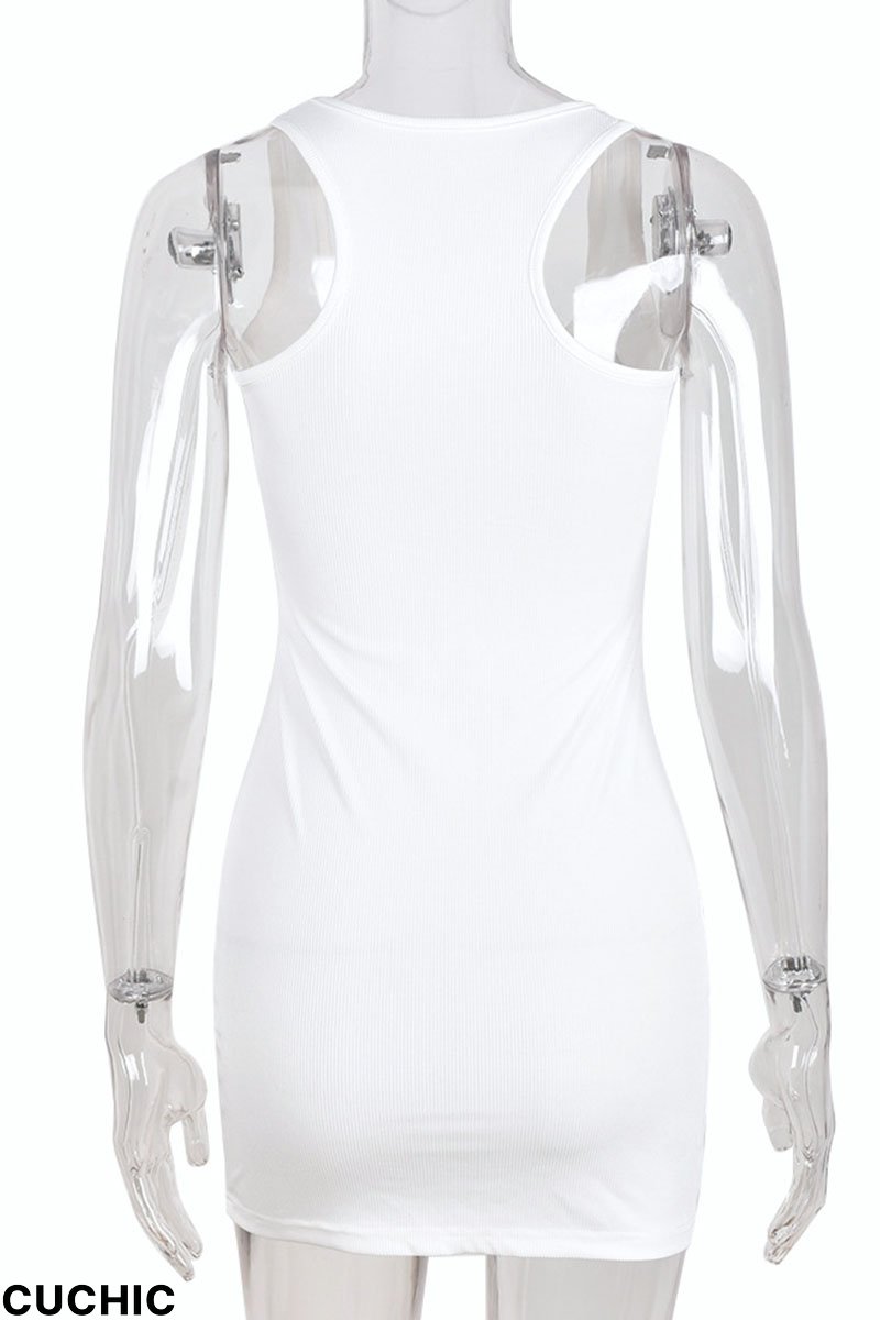 White Sexy Print Patchwork U Neck One Step Skirt Dresses-CuChic