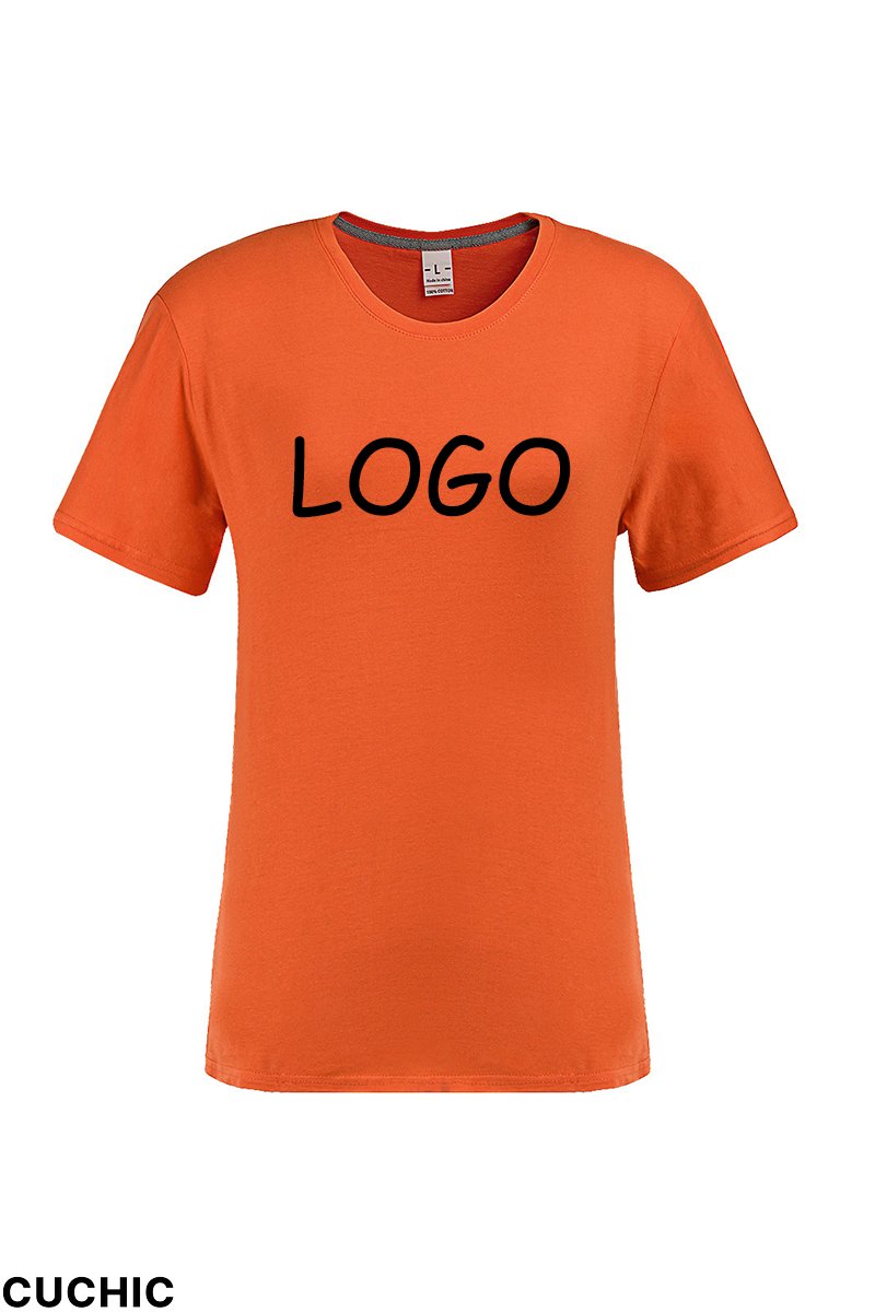 Orange High-quality custom t-shirt printing short sleeve women's T-shirt cotton T-shirt, to order-CuChic