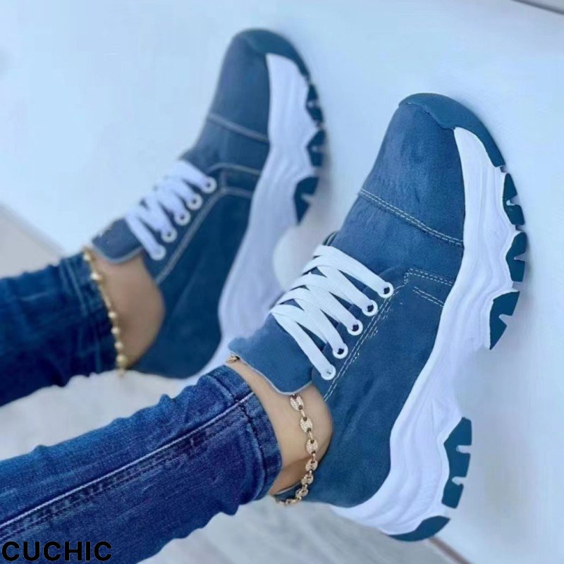 Blue Casual Daily Patchwork Contrast Round Comfortable Sport Shoes-CuChic
