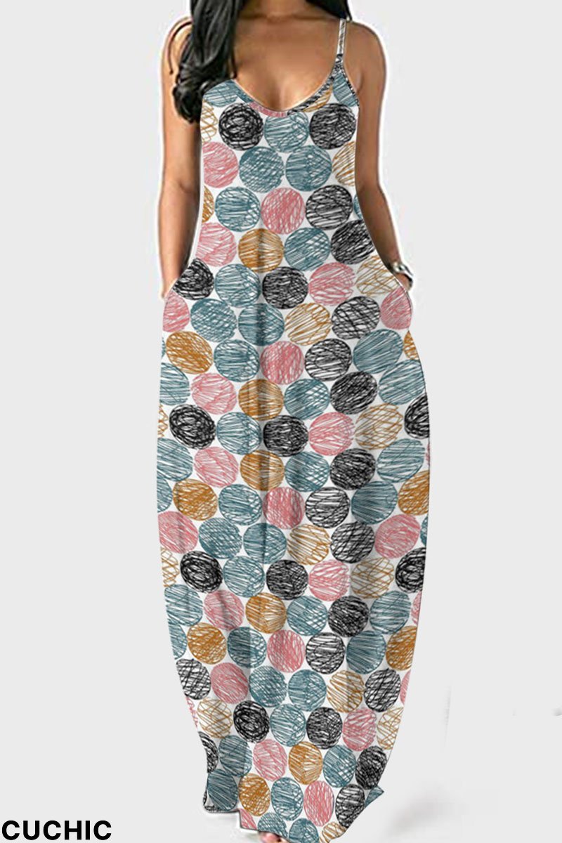 Multi-color Casual Striped Print Patchwork Spaghetti Strap Sling Dress Dresses-CuChic