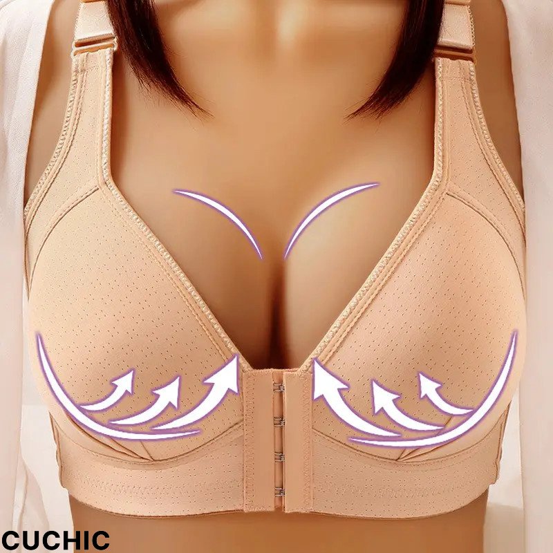 Orange Fashion Sexy Solid Patchwork No Wire Breathable Bra-CuChic