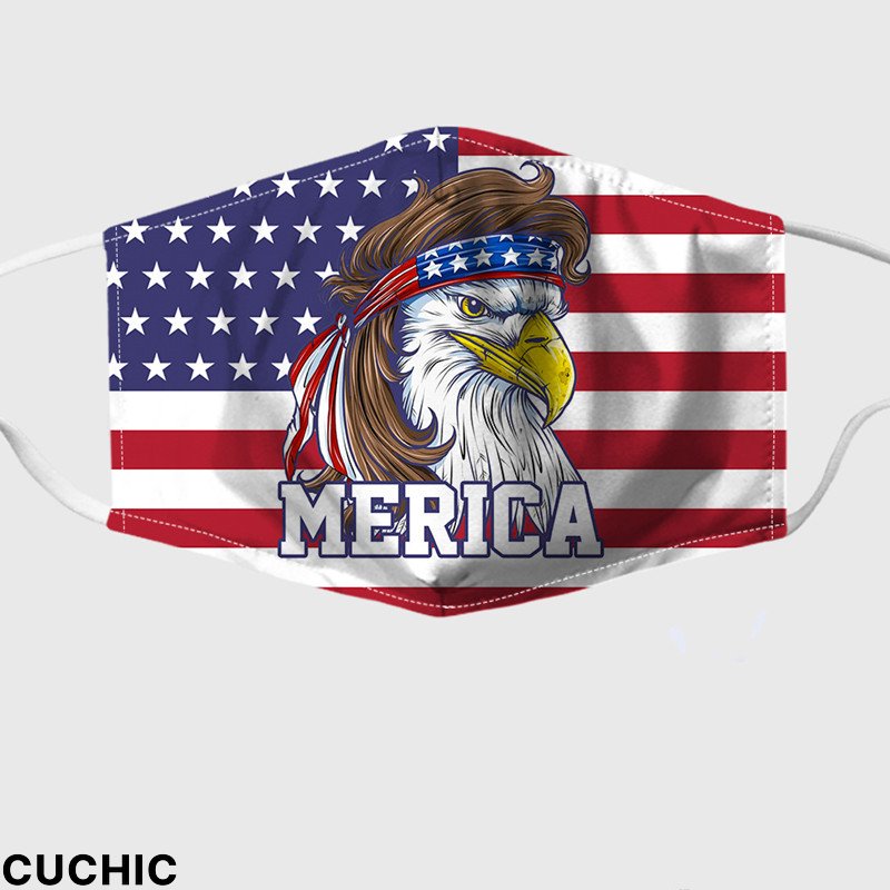 Red Blue Fashion Casual Print Patchwork Mask-CuChic