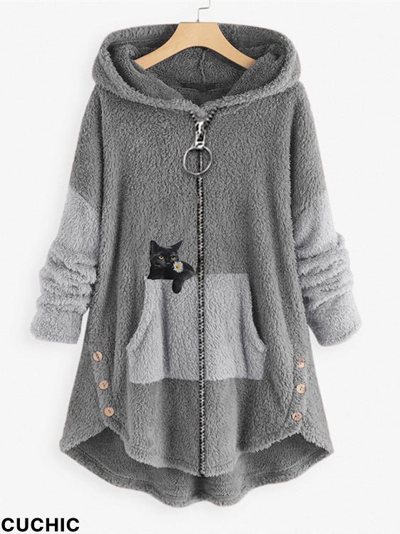 Women's Graphic Printed Long Sleeve Hoodie Coat