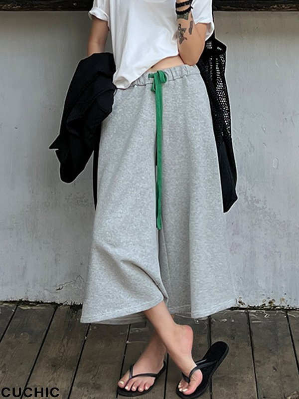 Loose Wide Leg Drawstring Solid Color Casual Pants Bottoms