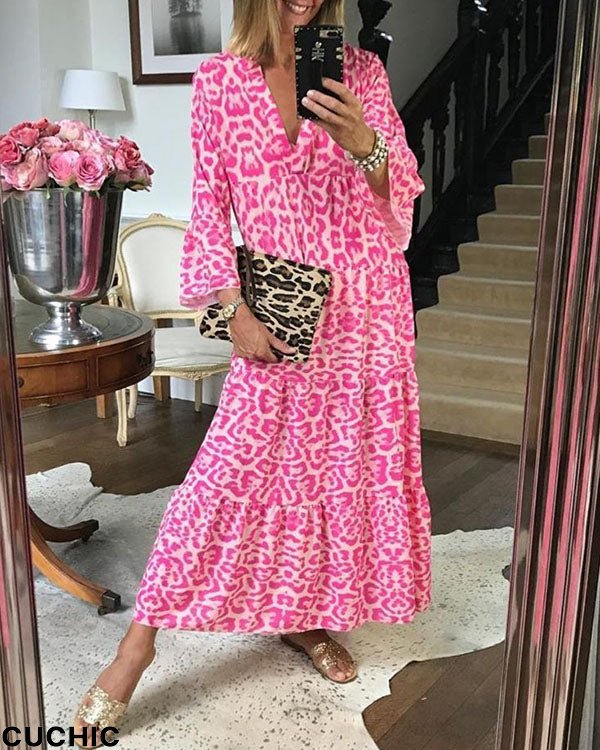 Pink Chic Leopard Print Dress
