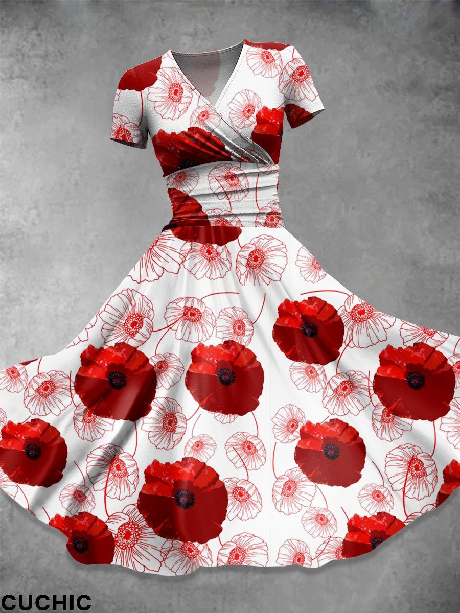 Poppy Art Print Casual Dress