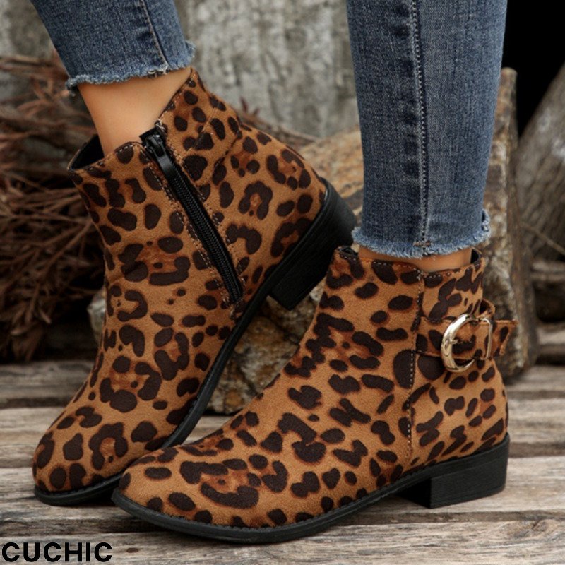 Vintage Leopard Suede Boots