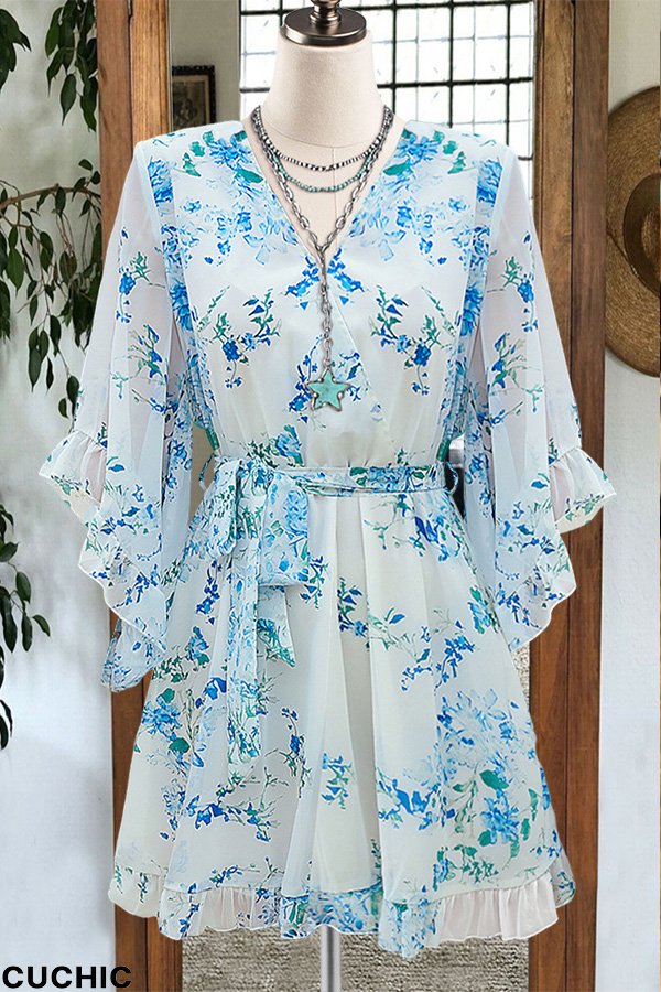 Elegant Strappy Printed Chiffon Dress