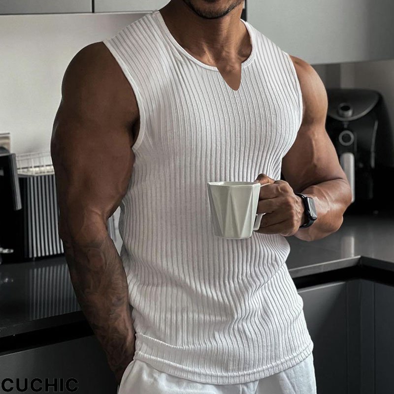 Sporty Slim Fit Small V Neck Sleeveless Tank Top